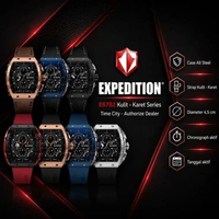 Jam Pria Expedition E6782 Kulit - Karet 45mm 4,5 Cm Army Hitam