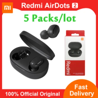5 Packs/lot Xiaomi Redmi Airdots 2 TWS Wireless Earphone Voice Control Bluetooth 5.0 Noise Reduction Tap Control