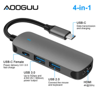 Type-C 4in1 HUB Adapter 1080P 4K HDMI-compatible Adapter For Switch USBC Converter Multi Ports Type-C to HDMI-compatible Adapte