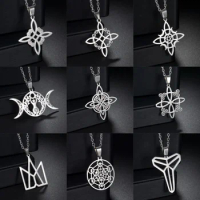 Angel Seal Archangel Metatron Metal Necklace Moon Pendant Yoga Bat Dragon Stainless Steel Pendant Jewelry