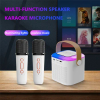 Microphone Karaoke Machine Portable Bluetooth 5.3 PA Speaker System with 1-2 Wireless Microphones Home Family Singing Machine