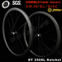 700c 28mm Width Gravel Cyclocross Disc Brake Carbon Wheelset DT 350 Pillar 1423 UCI Approved Center Lock Road Bicycle Wheels