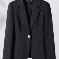Yitimuceng Office Ladies Formal Blazer for Women Fall Winter 2023 Korean Fashion Long Sleeve Jackets Elegant Solid Casual Coat