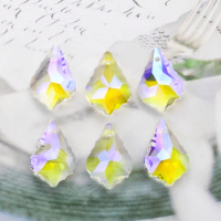 5PC Faceted Prism Fire Polished AB Color Maple Leaf Crystal Earring Jewelry Pendant Rainbow Sun Catcher Chandelier Flatback Bead