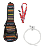 4Pcs/Set Ukulele Accessory 23 Inch Ukulele Bag Case Backpack 6mm Cotton Padding with Strings + Capo + Strap