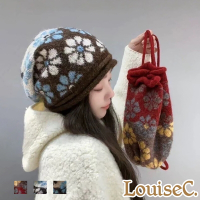 【 Tree House 】LouiseC. 兩用針織繁花堆堆帽/後背包(3色) CN2424010
