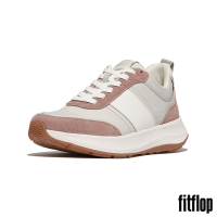 【FitFlop】F-MODE 皮革/麂皮異材質厚底休閒鞋-女(暗粉紅色混色)