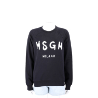 MSGM 品牌字母刷毛襯裡黑色棉質長袖運動衫 大學T