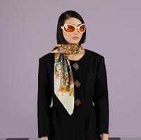 GUCCI 絲巾 GG Halstuch aus Seide mit Flora-Print