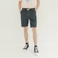 【Hang Ten】男裝-RELAXED FIT寬鬆抽繩丹寧短褲(深藍)