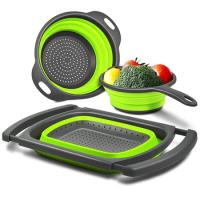 3-Packs Kitchen Foldable Silicone Strainer Colanders, Colanders Space-Saver Colander For Draining Pasta, Vegetable