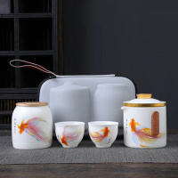 Gaiwan Ceramic Travel Tea Set Pot Service Kettle Infuser Bubble Mugs Tea Set Accessories Maker Porcelanato Kitchen Sets YX50TS