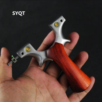 New Fast-Pressing Slingshot Solid Wood Slingshot 440C Stainless Steel Flat Rubber Band Outdoor Hunting Catapult Games For Kids