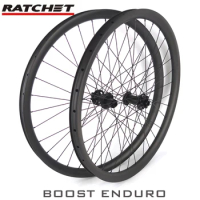 29er 650b Enduro Boost Bike Wheels 35-38mm Wide 25-30mm Deep Ratchet Hub Carbon Tubeless Mtb Bike Wheelset Symmetric Asymmetric