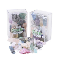 Geode Natural Multicolor Crystal Stones Green Fluorite Geode Mix Crystals Ore Irregular Gemstones Amethyst Row Stones Crafts