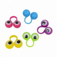 New 5PCS/LOTS Eye Finger Puppets Plastic Rings With Wiggle Eyes Favors For Kids Assorted Colors Gift Toys Fillers Birthday&amp;Party