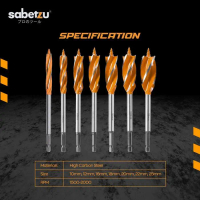 Sabetzu Mata Bor Kayu 10mm 12mm 16mm 18mm 20mm 22mm 25mm Auger Bit Three Point Four Slot Wood Workin