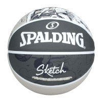SPALDING 素描系列 #7橡膠籃球-室內外 7號球 斯伯丁 SPA84382 淺灰深灰白