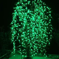 LED Artificial Willow Weeping Tree Light Outdoor Use 1152pcs LEDs 2m/6.6ft Height Rainproof Christmas Decoration Tree