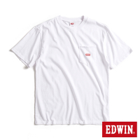 EDWIN BOX繡花口袋短袖T恤-男-白色