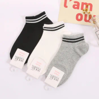 100 Cotton Socks Women Men Unisex Striped Short Socks Fashion Cotton Parallel Bars Sports Socks White Short Sock Hip Hop Sox