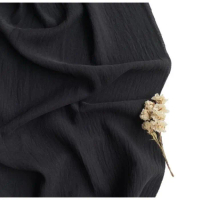 Hijab Bergo Maryam Crinkle Airflow size M / kerudung terbaru crinkle - Hitam Nyaman Panjang