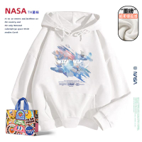 NASA聯名梵高星空連帽衛衣男女冬季加絨2024新款寬松休閑外套上衣