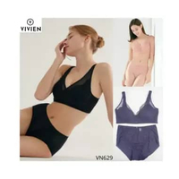 VIVIEN Braset Wanita Tanpa Kawat Wireless Busa Tipis Cup 3/4 Mix Lace Renda size 36ABC / 38ABC / 40A