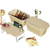 【May Shop】日系野餐籃 多功能可折疊便攜大容量小桌提籃 摺疊水桶