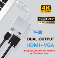 Protable 4K Type C to HDMI-compatible USB C 3.0 VGA PD Adapter Dock Hub for Macbook Samsung S20 Dex for Huawei Xiaomi