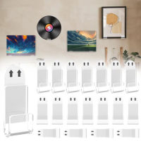 18Pcs Vinyl Records Wall Mount Self Adhesive Acrylic Records Holder Clear Vinyl Records Wall Display No Drill Vinyl Records