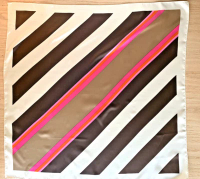 MCM Scarf Large Square Pink Orange Brown Totes striped spring rain gear