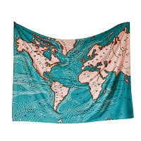 半島良品 北歐風裝飾掛布 世界地圖 125x145cm
