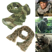 Military Camouflage Tactical Mesh Breathbale Scarf Sniper Face Veil Scarves For Camo Airsoft Hunting Cycling Neckerchief
