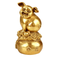 風水黃銅黃金袋豬家居擺件十二生肖豬銅工藝品開業禮品