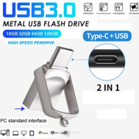Metal USB 3.0 Flash Drive 25G 128GB флешка Waterproof High Speed Pen Drive 2in 1 Type-c USB 3.0 256GB PenDrive Stick Gift U Disk