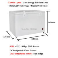 408L DC compressor Chest Freezer Ultra Energy Efficient Solar Battery Powered Fridge Freezer Combined Refrigerator