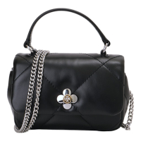 TORY BURCH Kira 三葉草TB絎縫皮革鍊帶mini 小廢包(黑色)