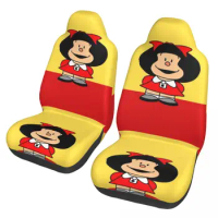 Cartoon Mafalda Car Seat Cover Customized Automobiles Seat Covers Fit for Cars Trucks or Van Auto Protector Accessories 2 Pieces