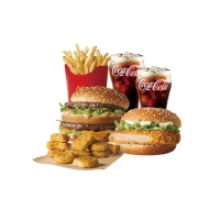 【麥當勞】大麥克+勁辣鷄腿堡+麥克鷄塊10塊+中份薯條+小杯可樂*2(好禮即享券)