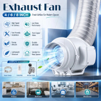4\ 6\" 8\" 220v Blower Dapur Penghisap Asap Dapur Blower Hisap Kipas Saluran Pembuangan Tertanam Kip