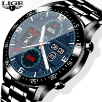 LIGE Smart Watch Men smartwatch LED Full Touch Screen For Android iOS Heart Rate Blood Pressure IP68 Waterproof Fitness Watch