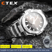 316L Stainless Steel Watchband for Casio G-SHOCK GST-B500 Steel Heart series Watches Men's Strap Silver Black Bracelet