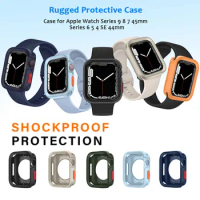 Rugged Case Compatible with Apple Watch Series 9/8/7/6/5/4 40mm/41mm/44mm/45mm,Soft TPU Drop Proof Protective Cover for iWatch