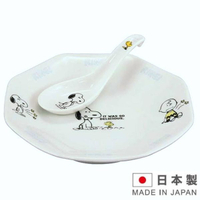 asdfkitty*日本製 SNOOPY史努比肚子餓 陶瓷八角盤附湯匙-炒飯盤/餐盤-可微波-可機洗-正版