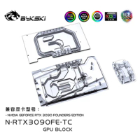 Bykski Water Block use for NVIDIA RTX3090 Founder Edition GPU Card / Copper Block / Backplate Cooling / RGB AURA / AIC GPU CARD