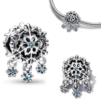 Silver Colour Ice crystal snowflake Fit Pandora Charms Silver Colour Original Bracelet for Jewelry Making