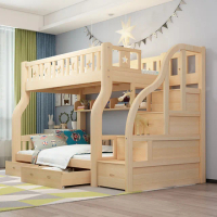 【HA BABY】兒童雙層床 階梯款-160床型 原木裸床版(上下鋪、床架、成長床 、雙層床、兒童床架、台灣製)