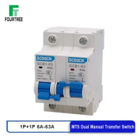 1PCS MTS Dual Power Manual Transfer Switch 1P+1P Mini Interlock Circuit Breaker For Home 220V AC 6A-63A 50/60HZ ATS Dain Rail