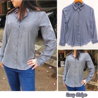 Unpeu Femme Shirt Stripe Kemeja wanita garis garis